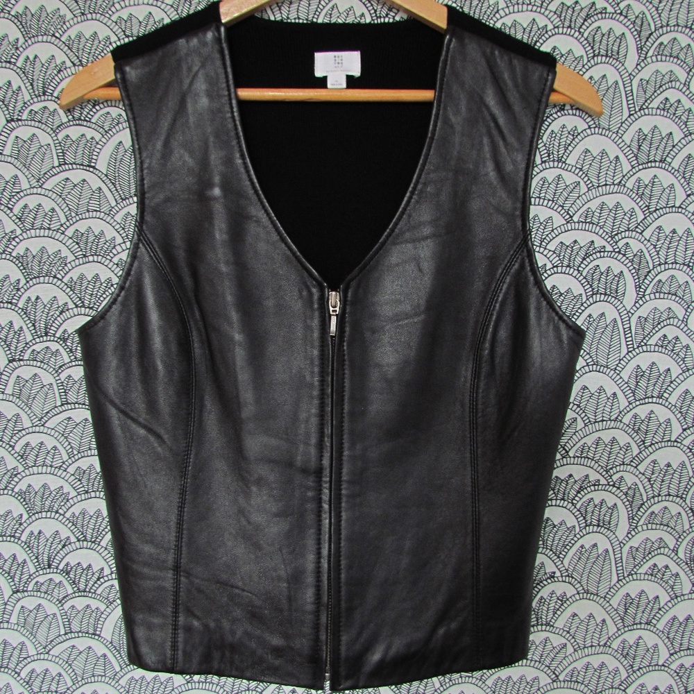 APT 9 Leather Zip Sweater Top Vest